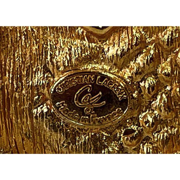 90s CHRISTIAN LACROIX Gold Plate Couture Jewels Heart Brooch Pin Made in France - Picture 7 of 8